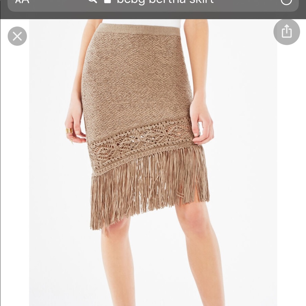 BCBG Bertha asymmetrical fringe skirt